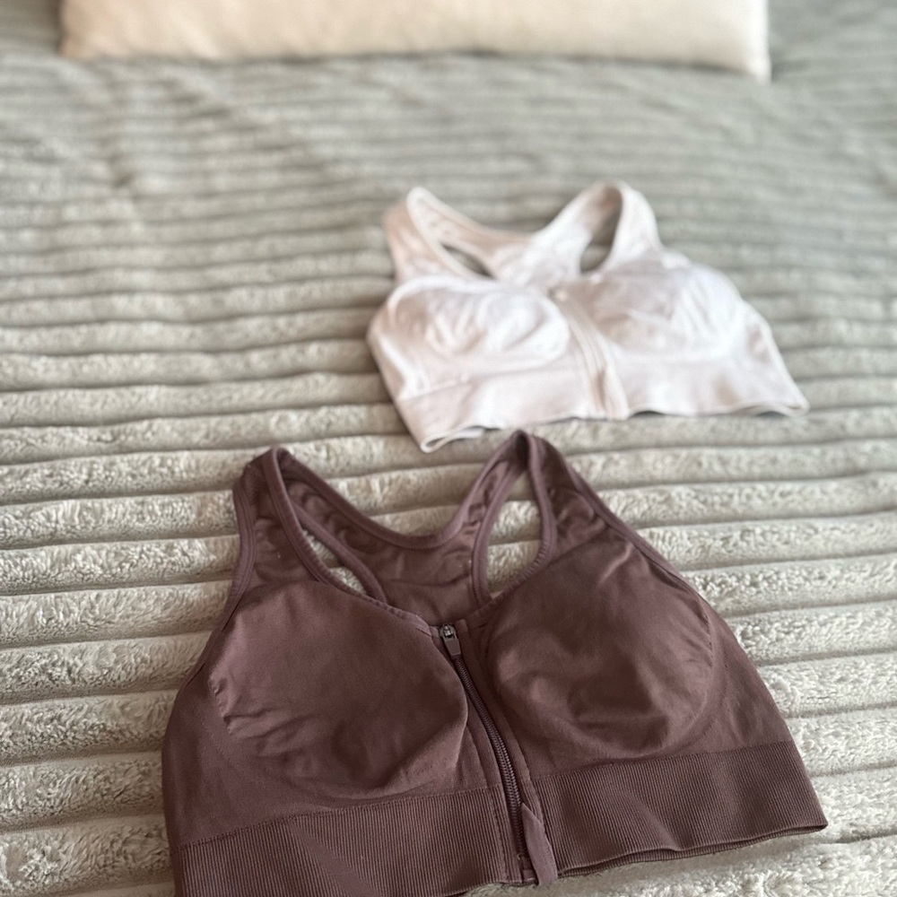 Women's Intimates Racerback Sports Bra Set - Brown and White